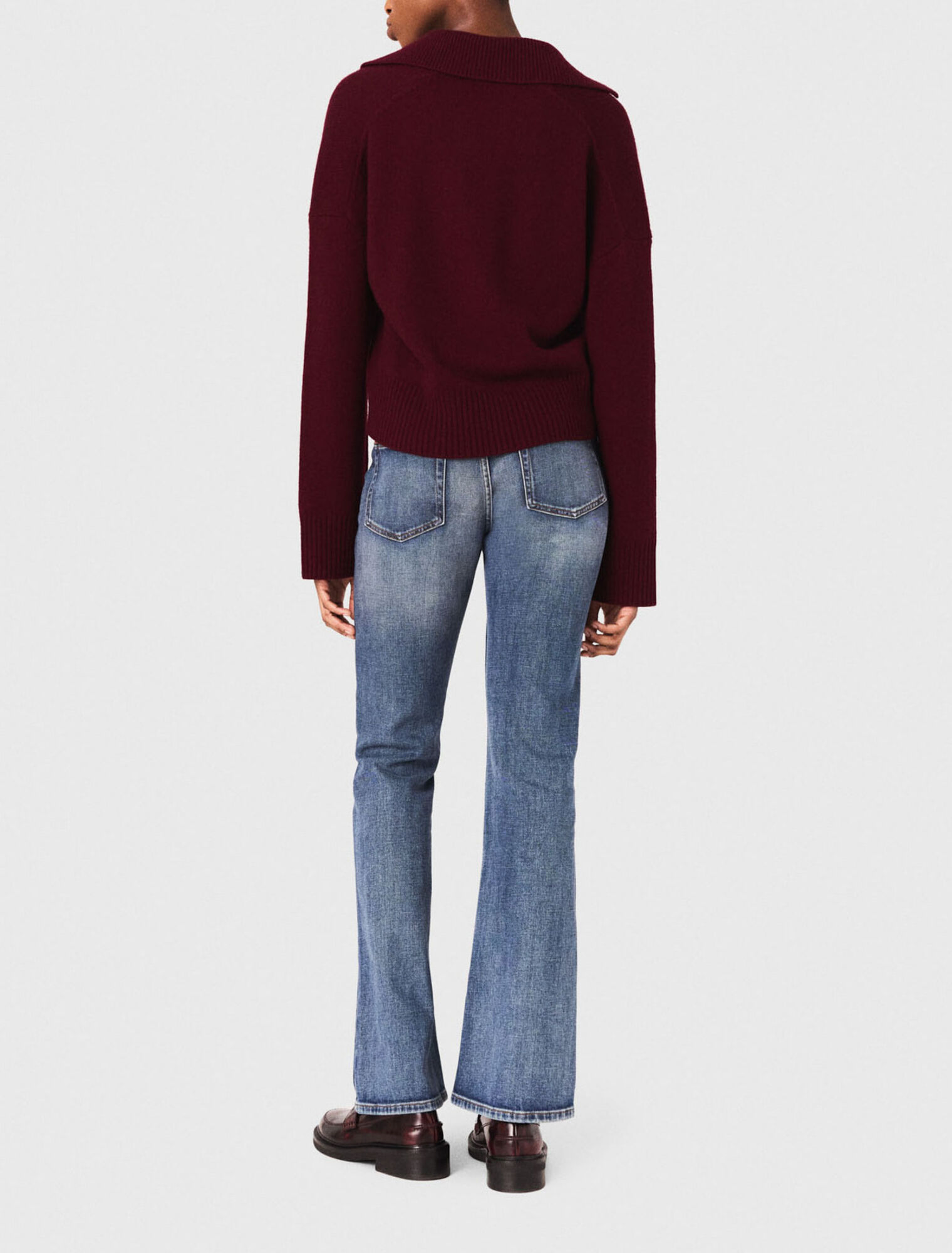 Open polo collar jumper