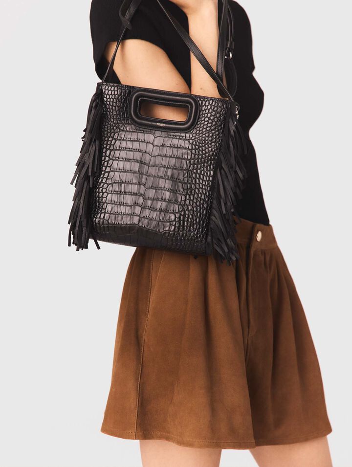 Crocodile-effect leather M bag