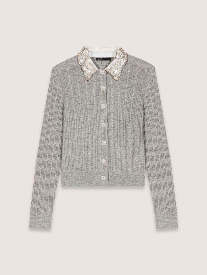 Cardigan with removable collar