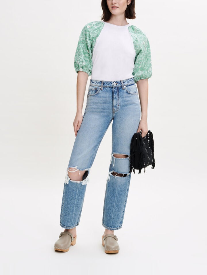 Mixed-material tee-shirt