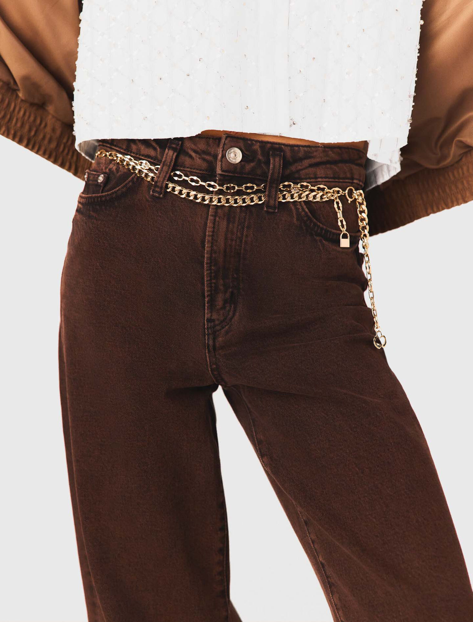 Bootcut jeans with chain