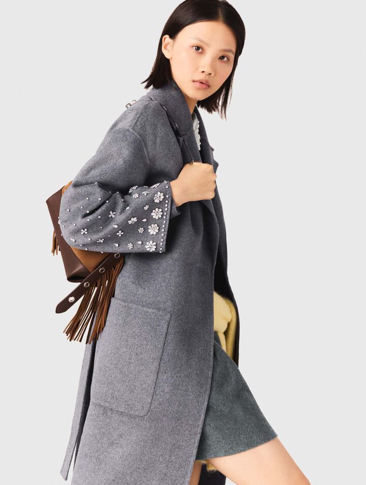 Long double-faced rhinestone coat