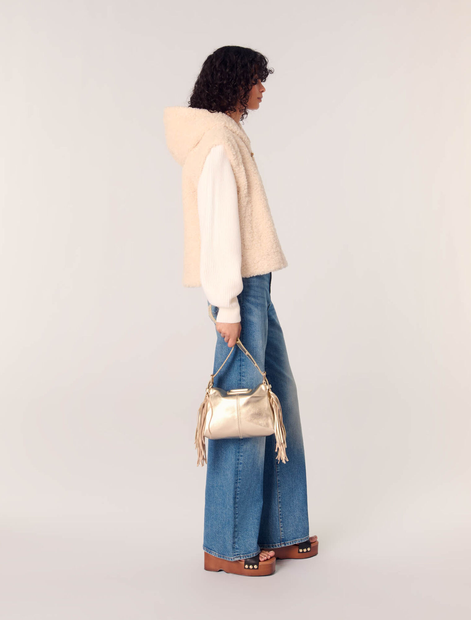 Dual-material faux fur jacket
