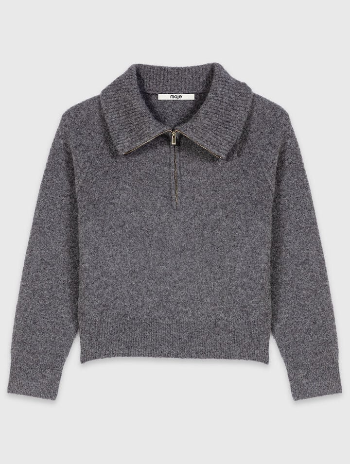 Zip-neck yak jumper