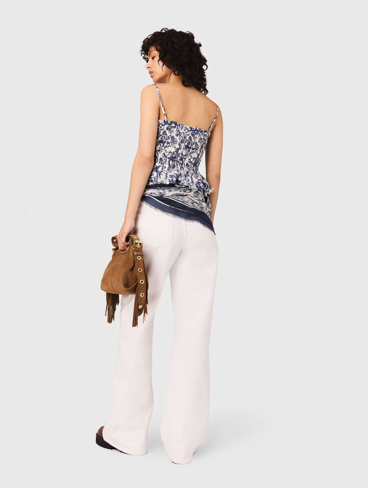 Printed smocked top