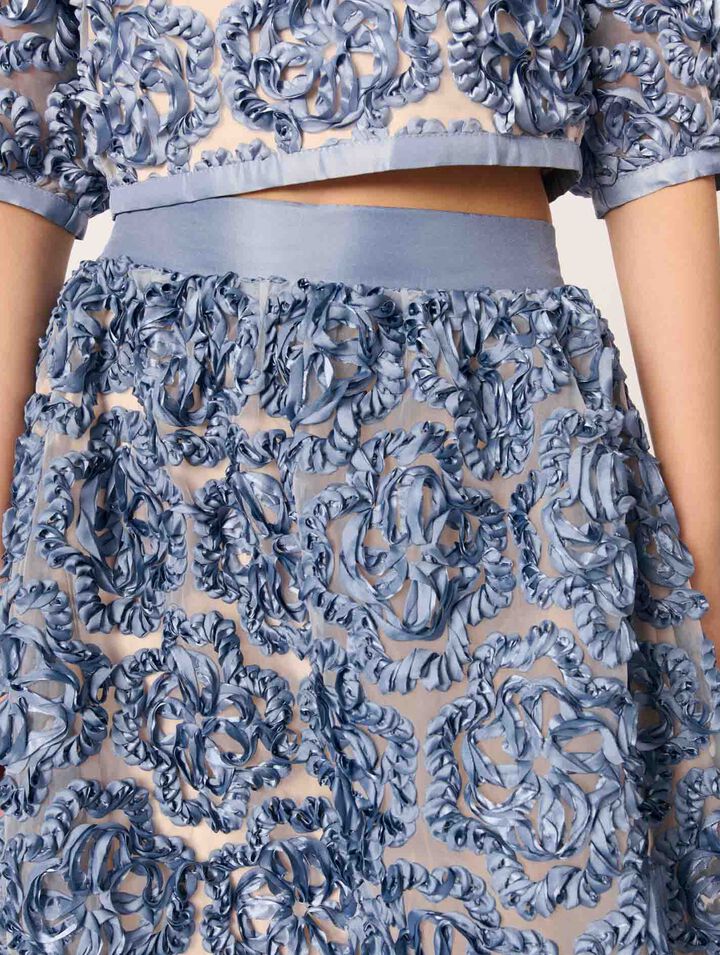 Floral organza maxi skirt