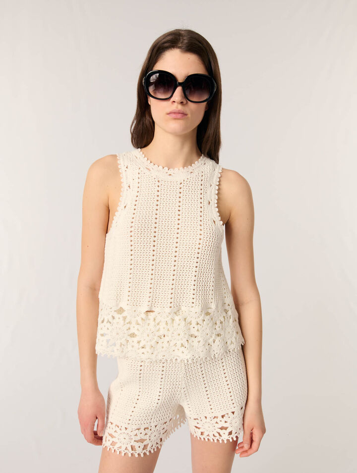 Crochet-knit shorts