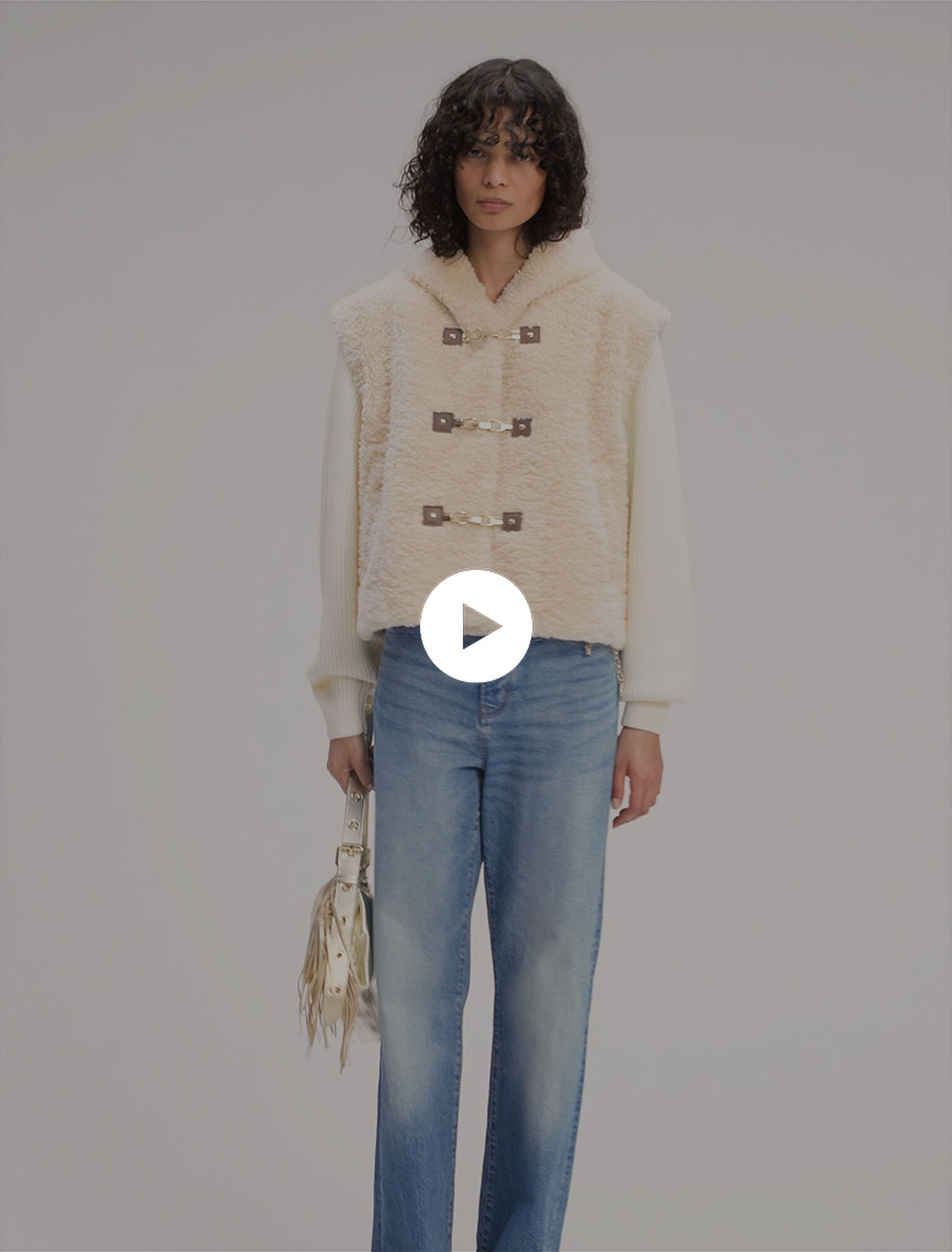 Dual-material faux fur jacket