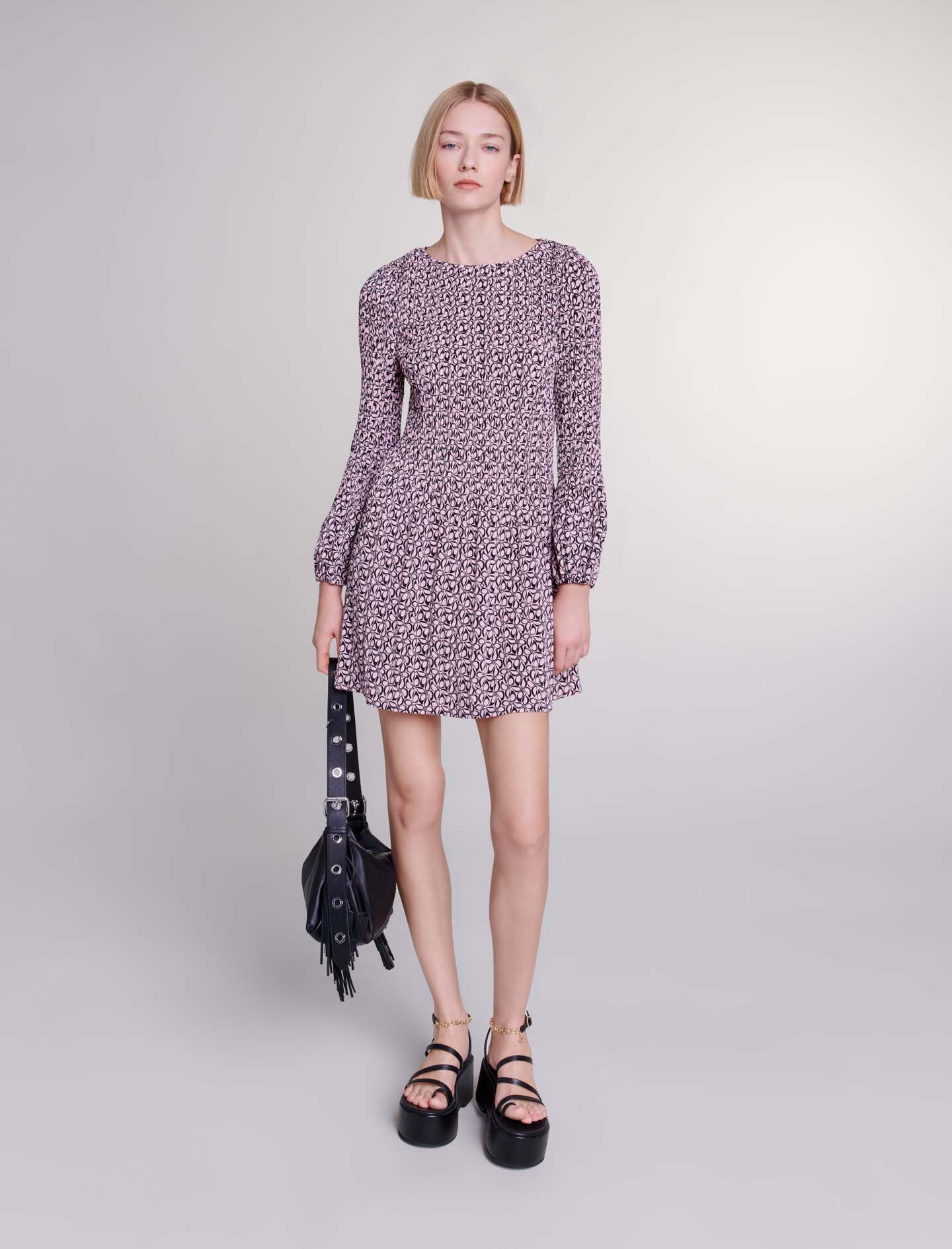 Short patterned dress Short dresses Maje