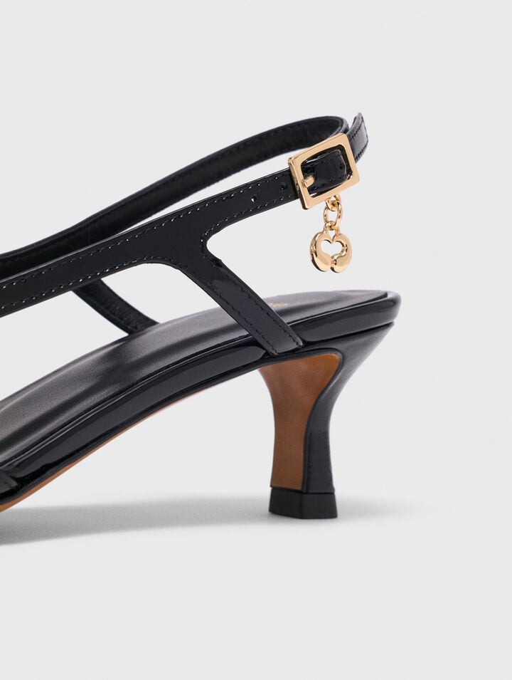 Leather and mesh slingbacks