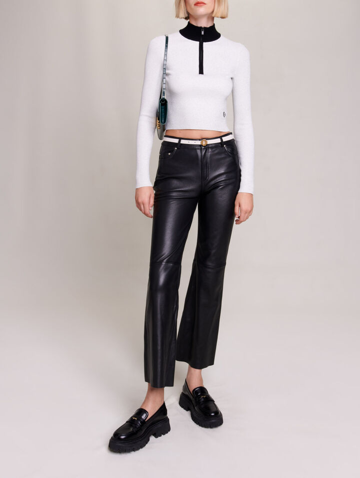 Cropped decorative knit jumper