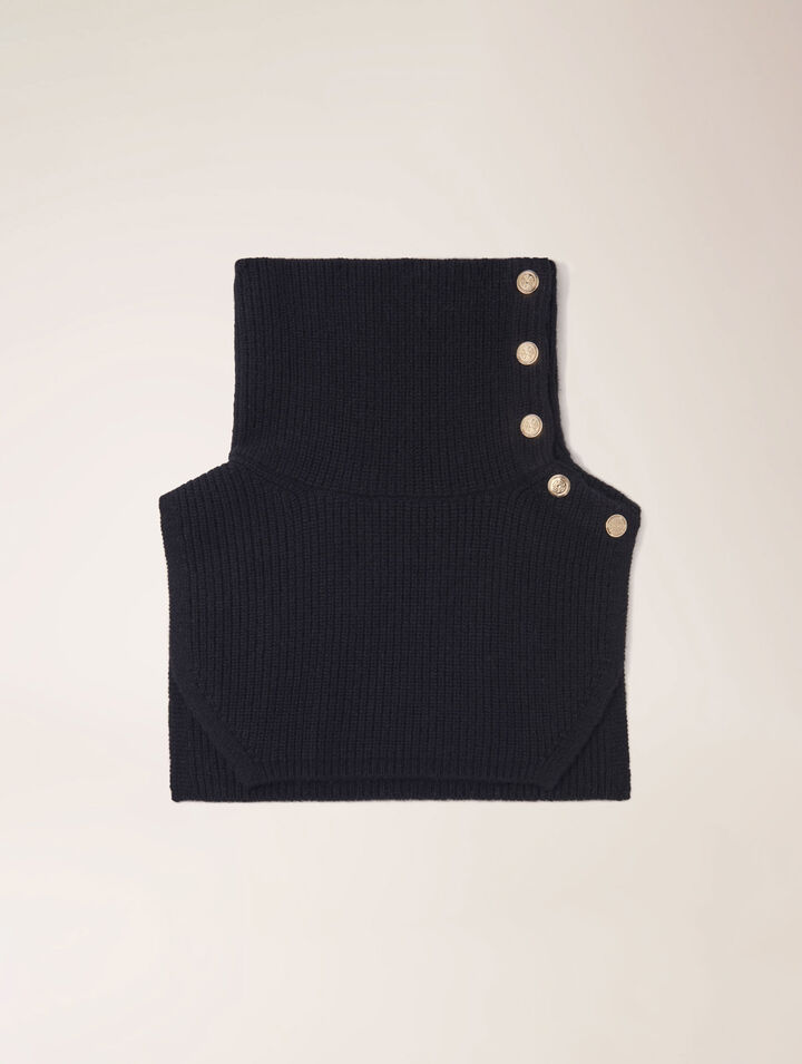 Button-up wool mix collar wrap