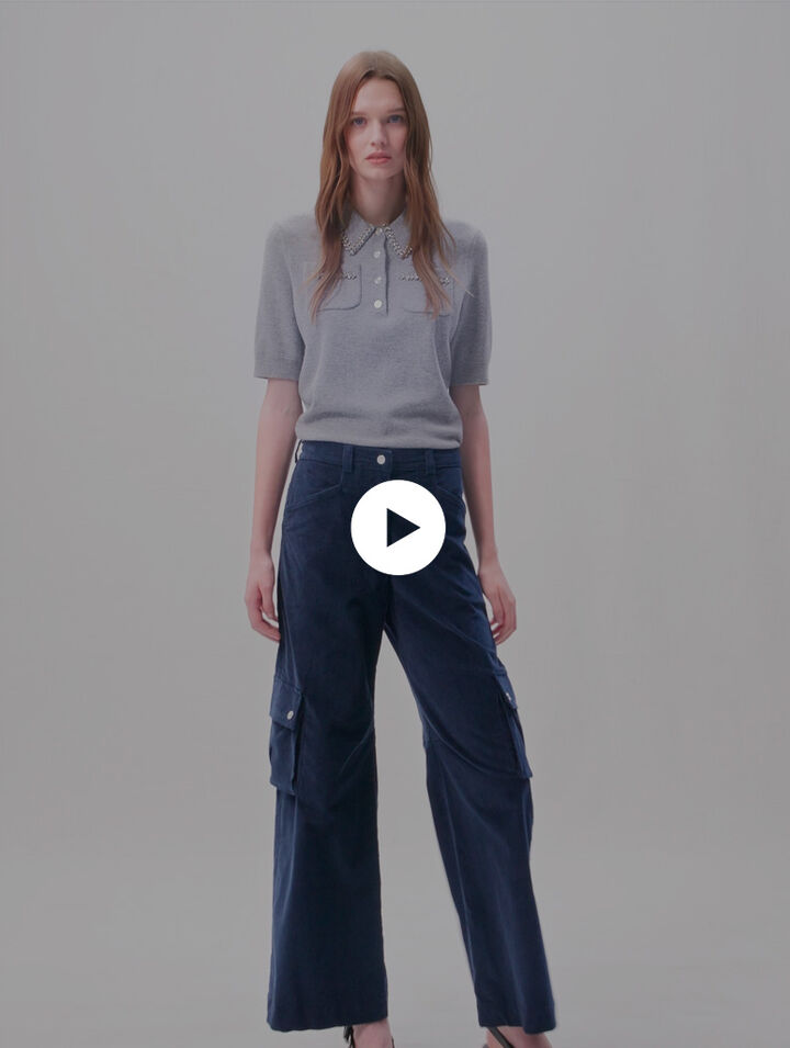 Velour cargo trousers