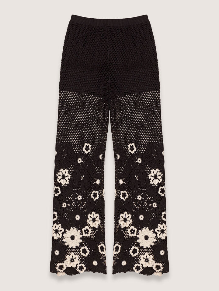 Floral crochet trousers