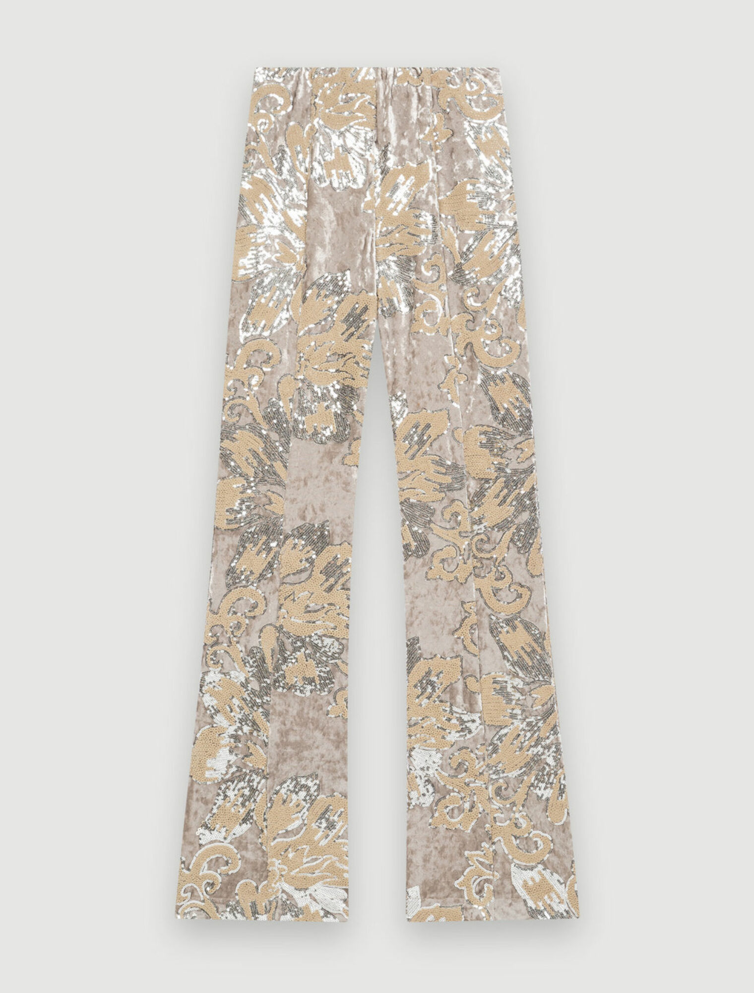 Sequin-embroidered velvet pants