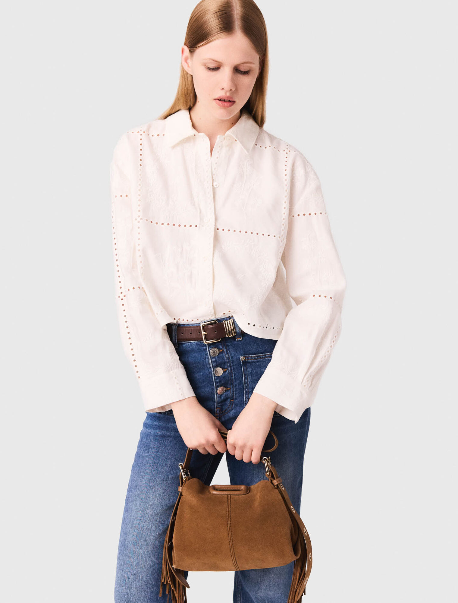 Short embroidered shirt