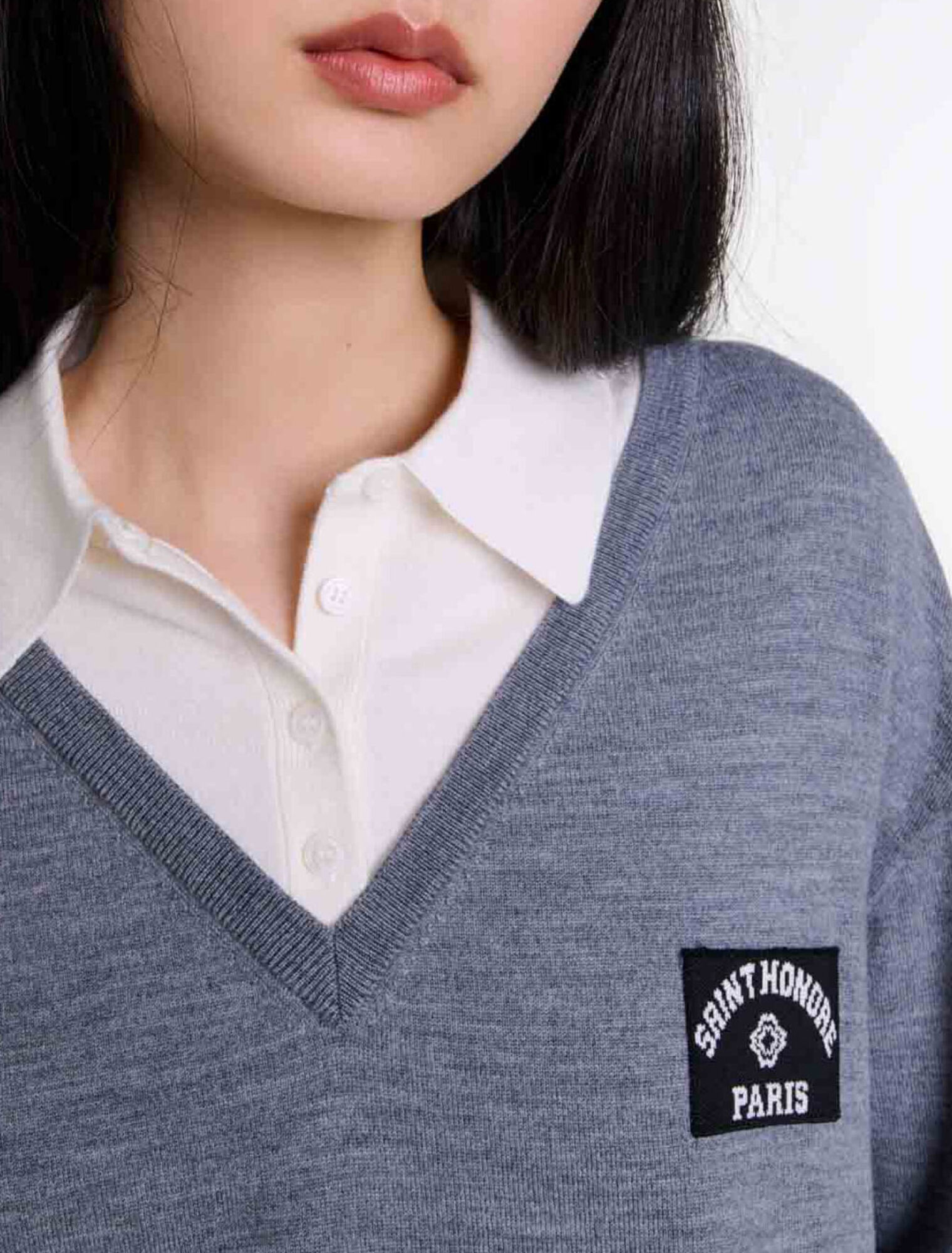 Layered wool-blend jumper