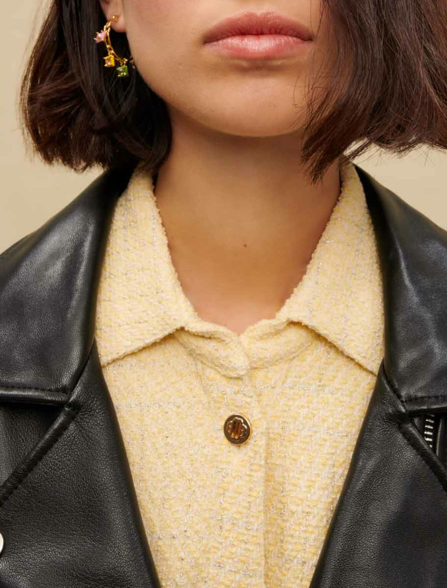 Leather biker-style jacket