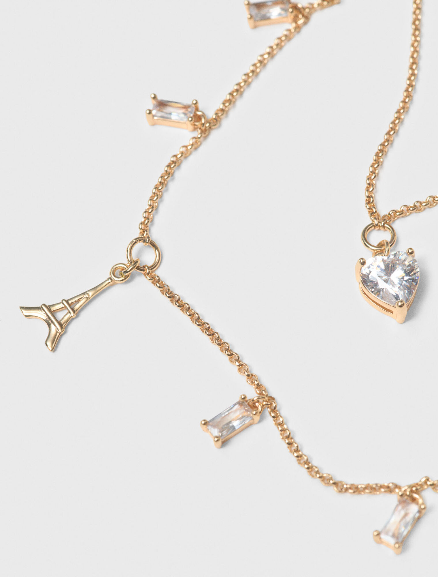 Double rhinestone charm necklace