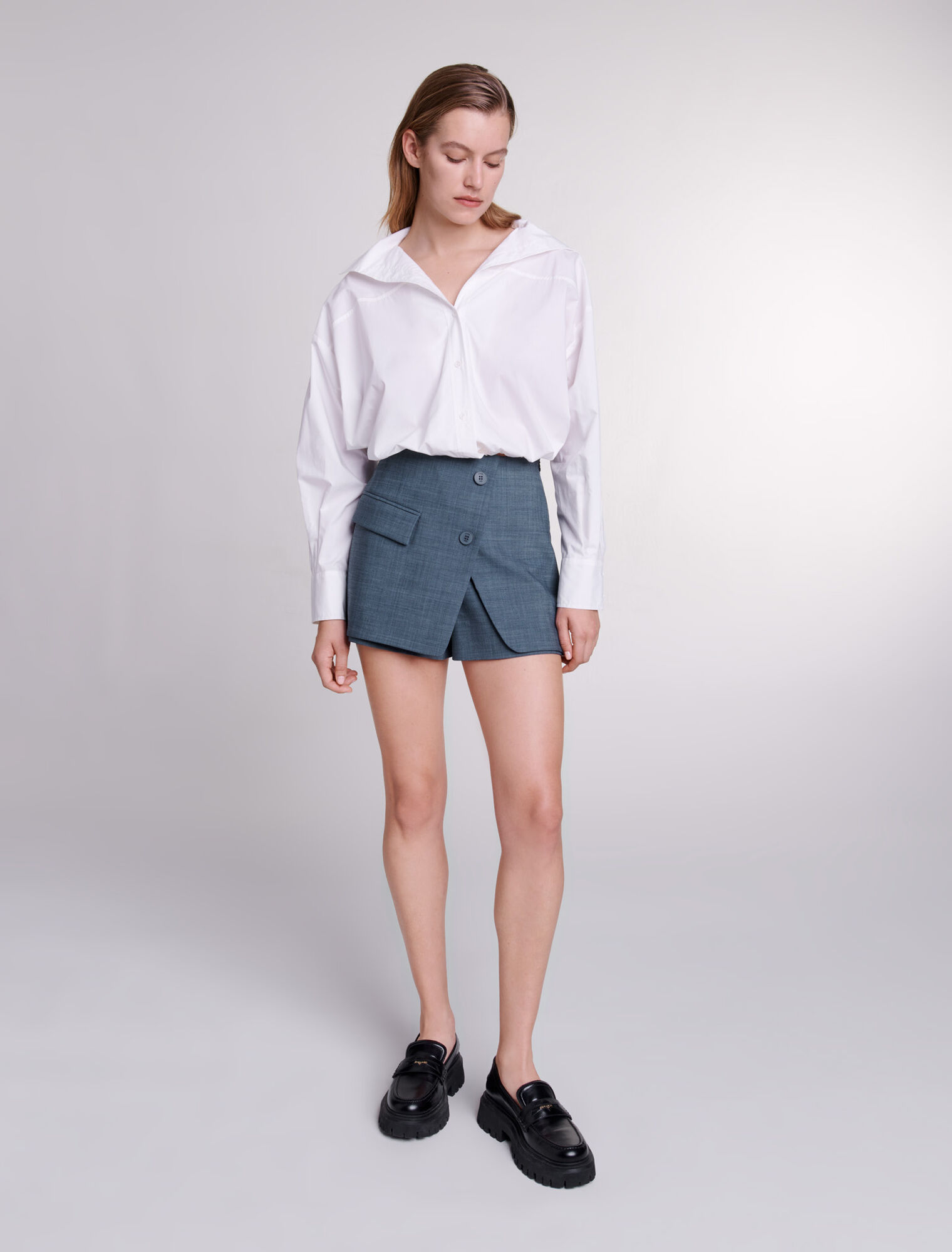Cropped cotton shirt