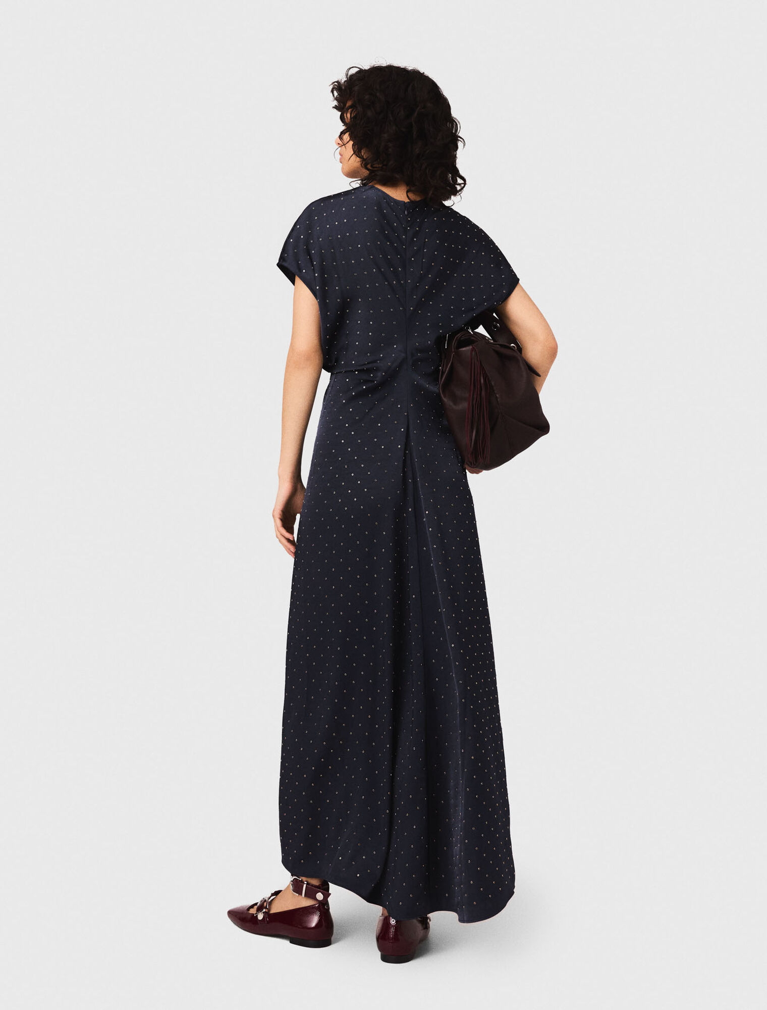 Studded satin maxi dress