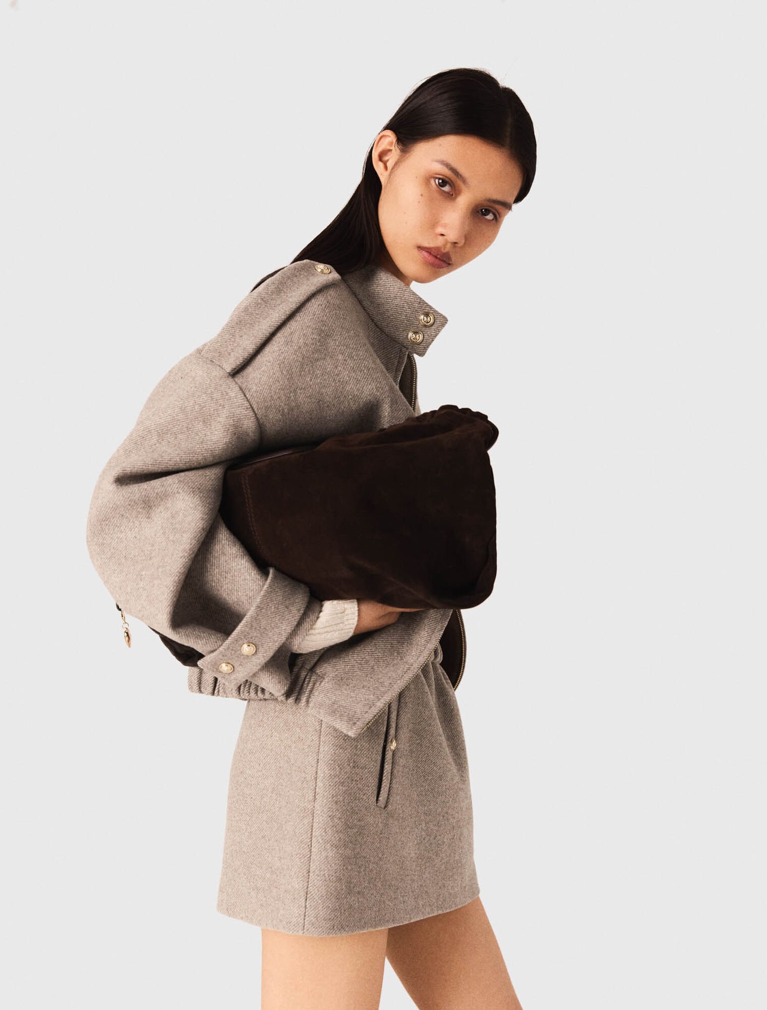 Suede leather M tote bag