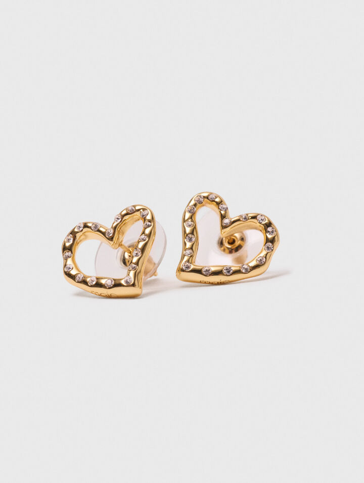 Heart rhinestone stud earrings