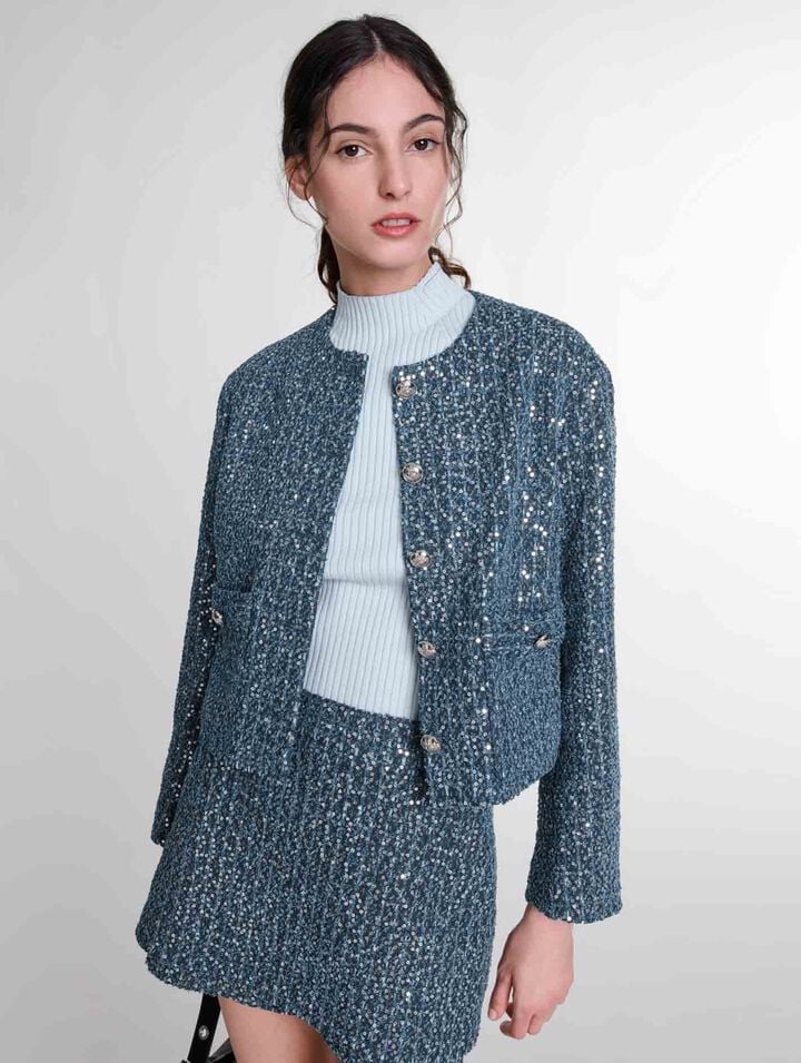 Sequinned tweed jacket