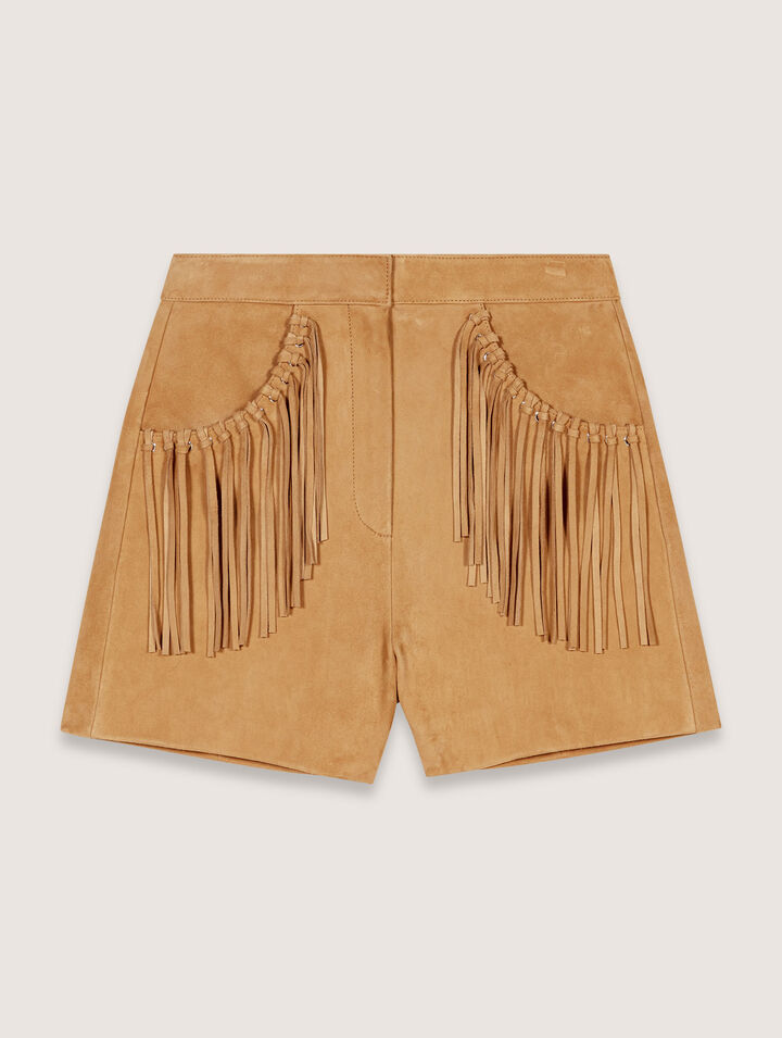 Fringed nubuck shorts