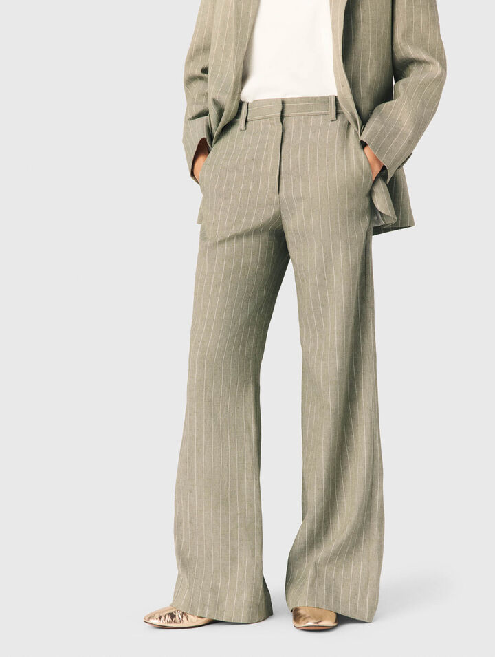 Linen-blend suit trousers