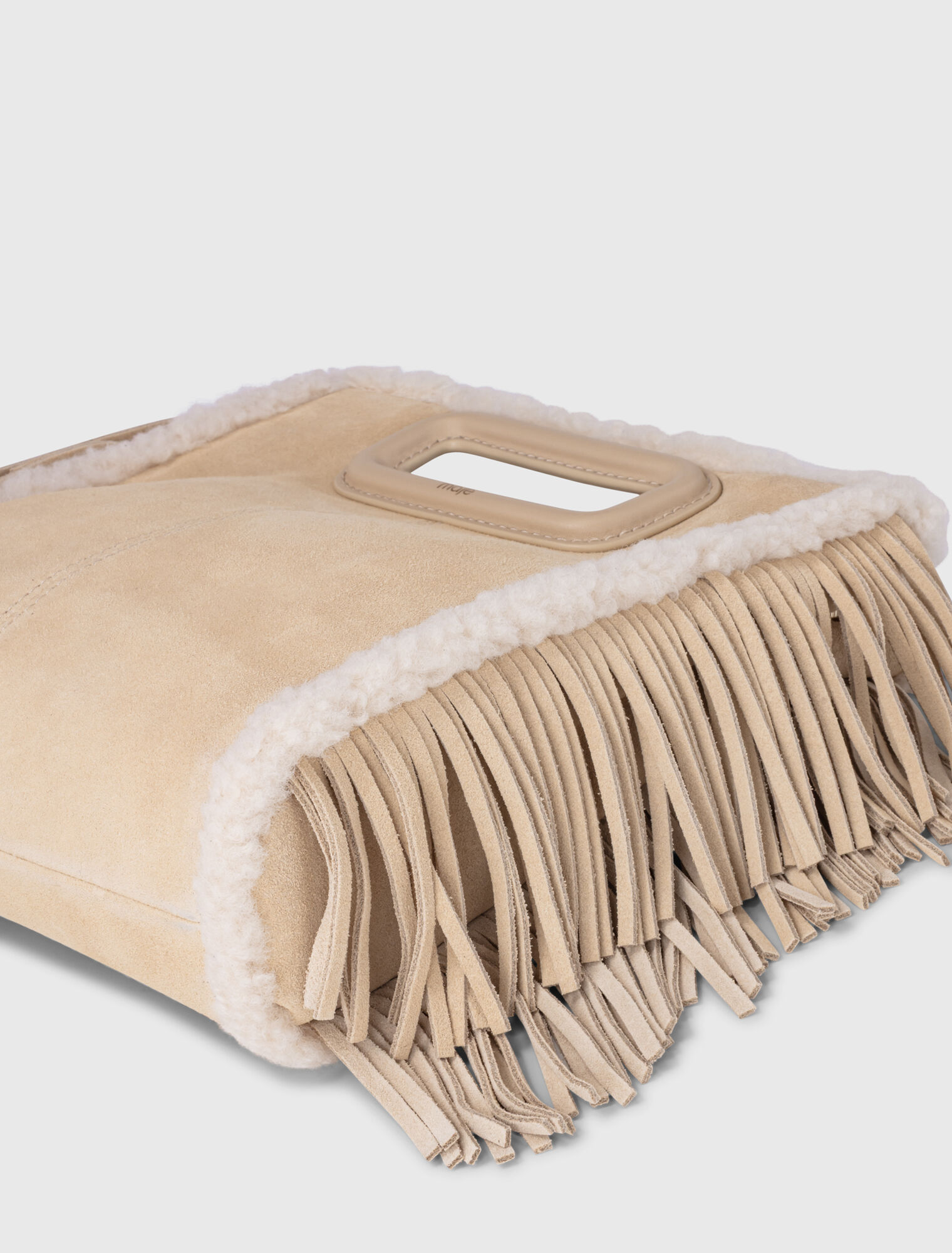 Suede and fur-effect M bag