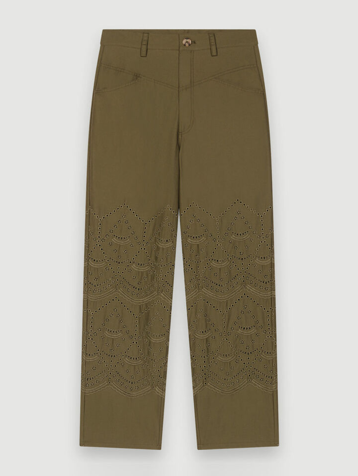 Embroidered cotton pants