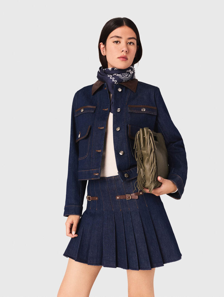 Short denim skirt with lining