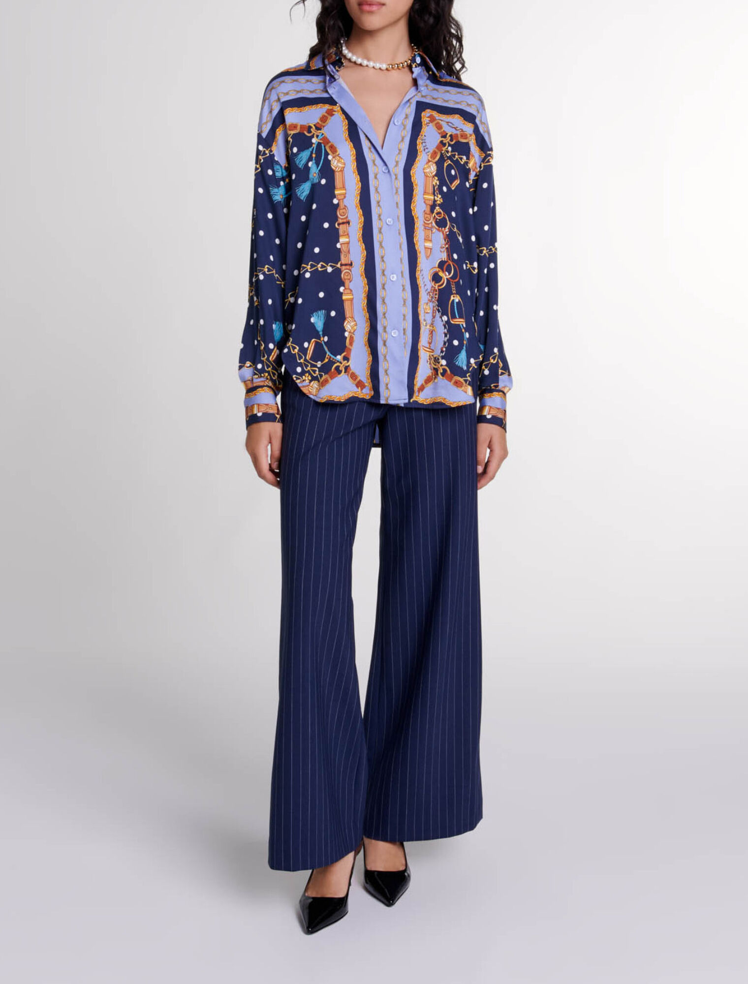 Satin-effect patterned shirt