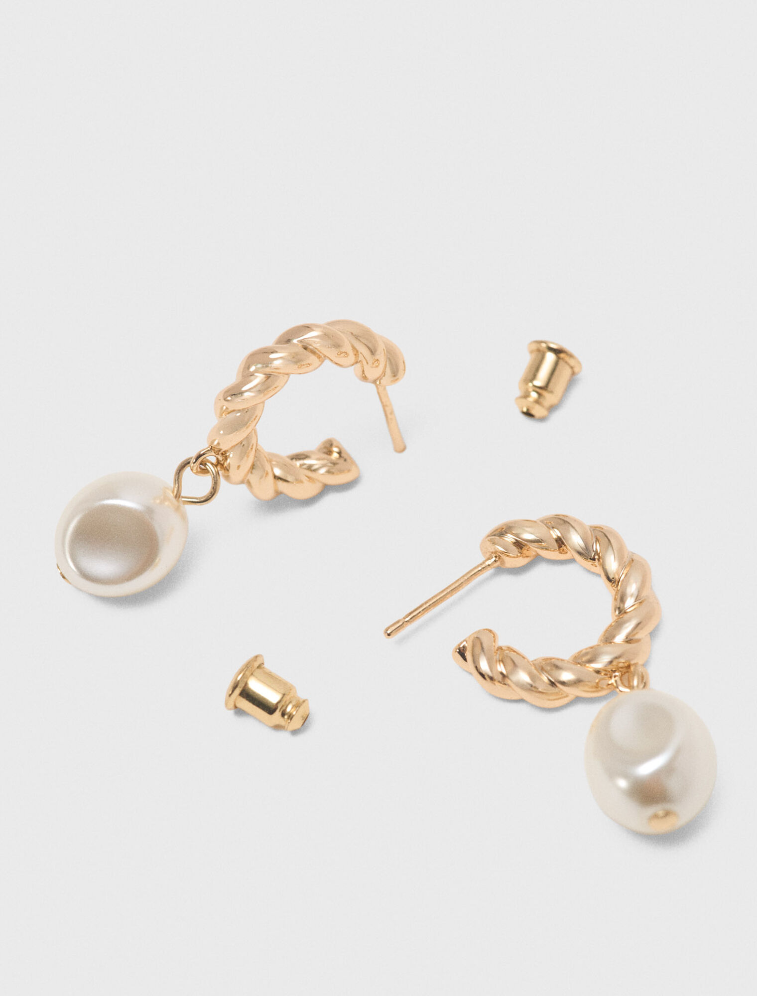 Twisted bead hoop earrings
