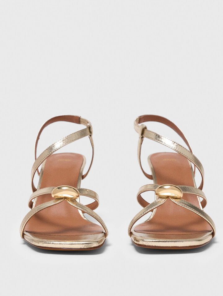 Metallic multi-strap sandals