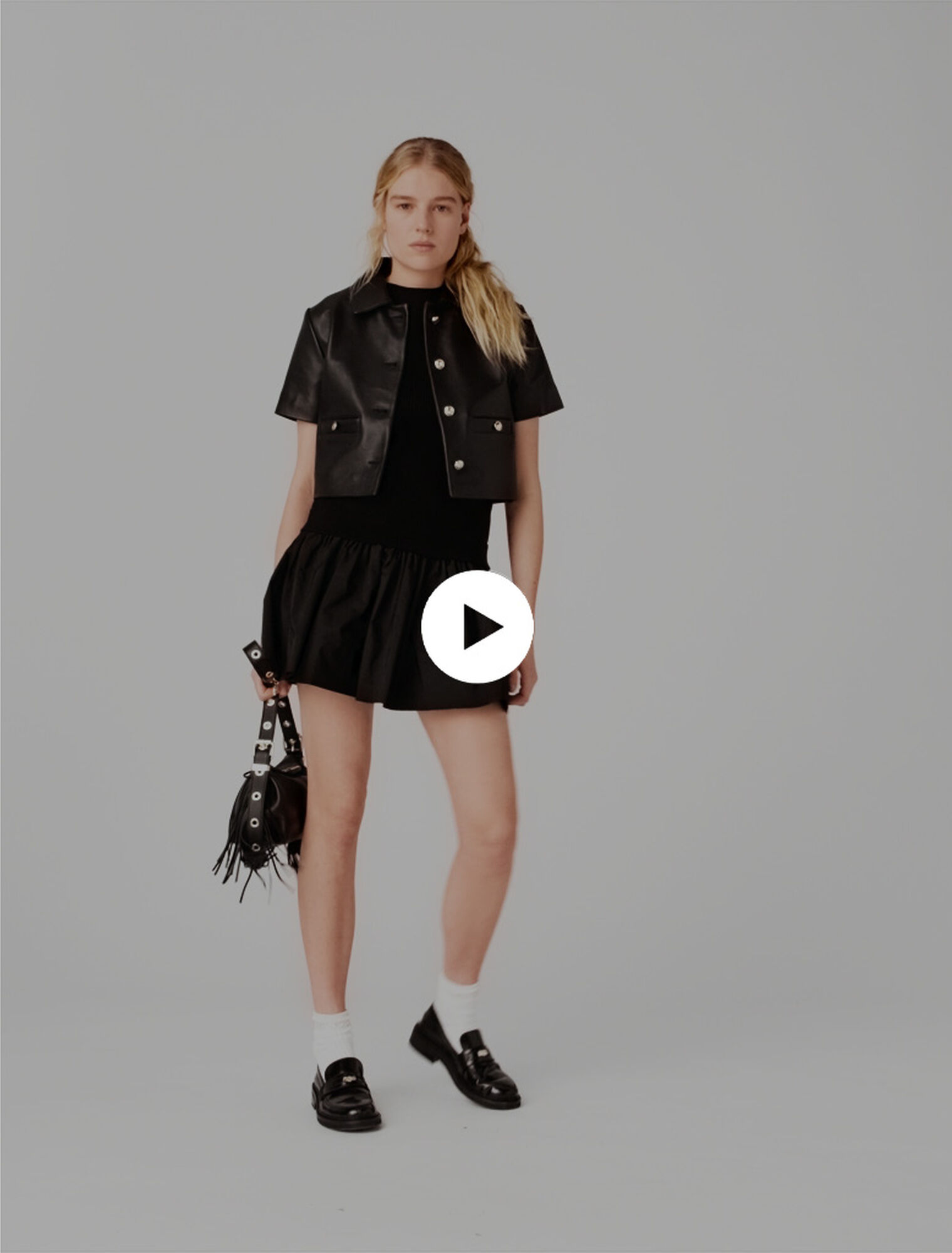 Cropped leather jacket