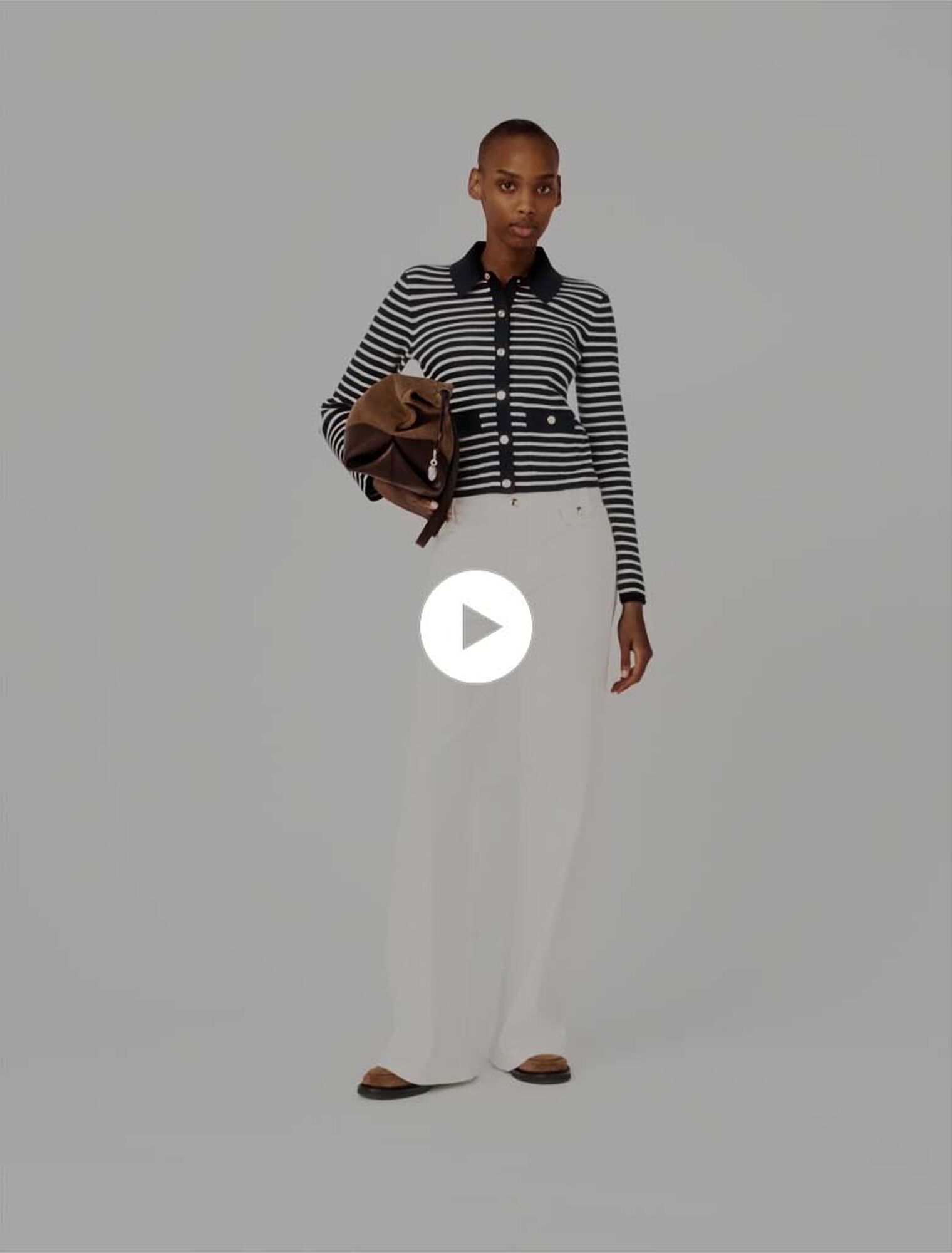 Striped polo cardigan