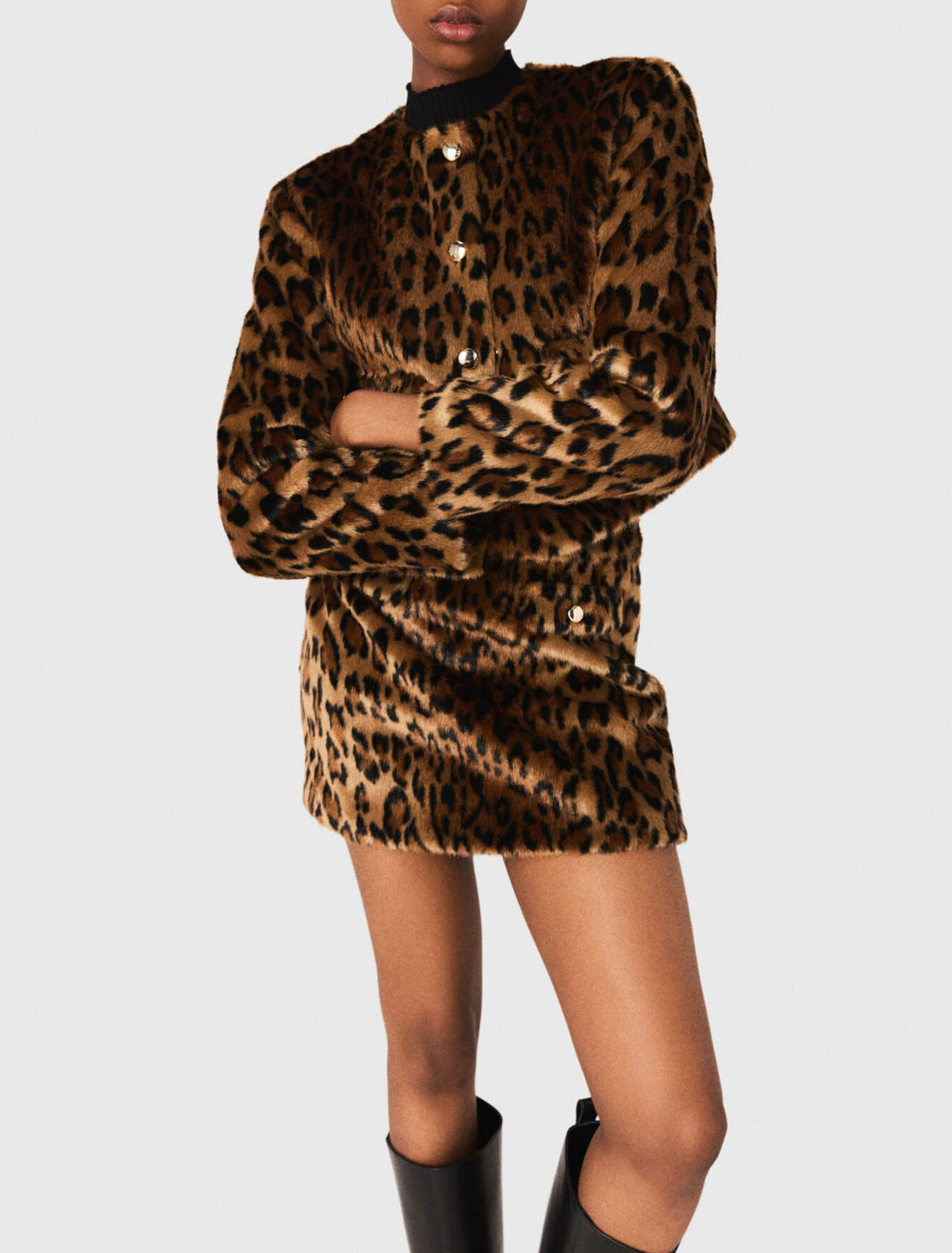 Leopard faux fur jacket