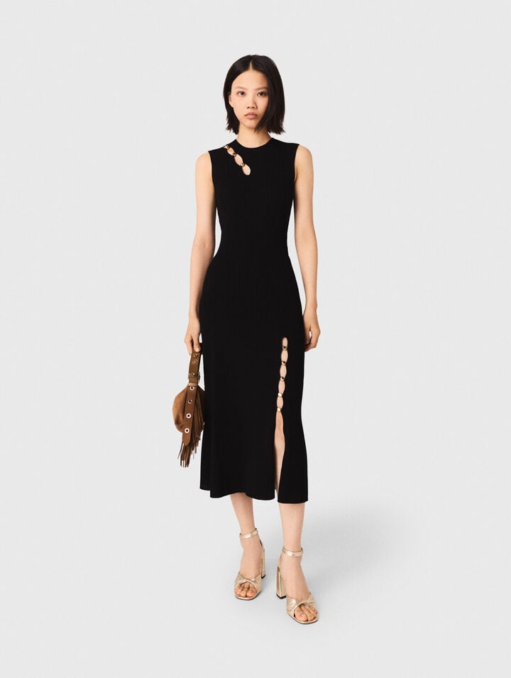 Cutaway rib knit maxi dress