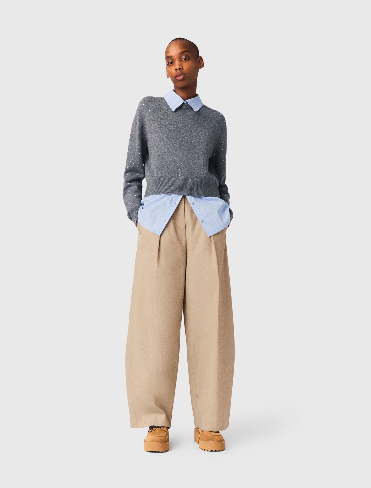 Cotton balloon trousers