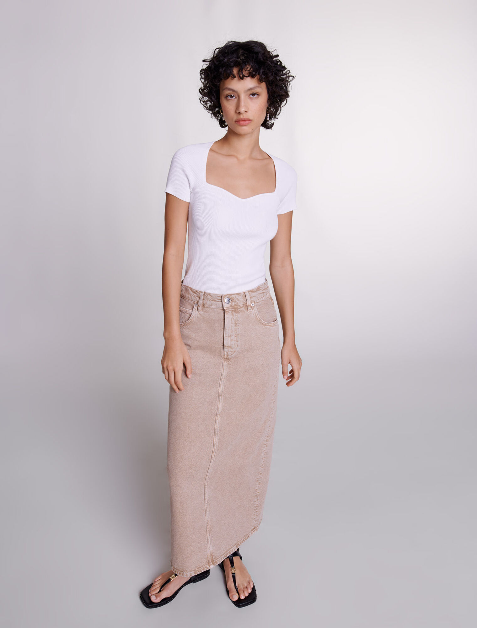 Long denim skirt