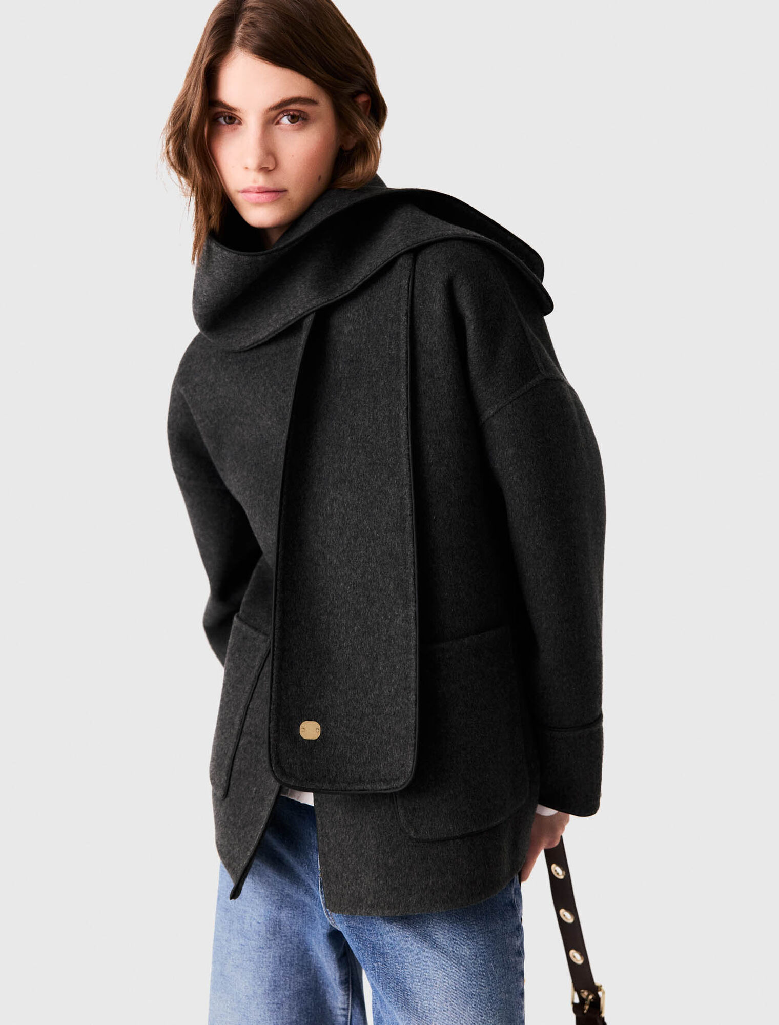 Coat with removable scarf