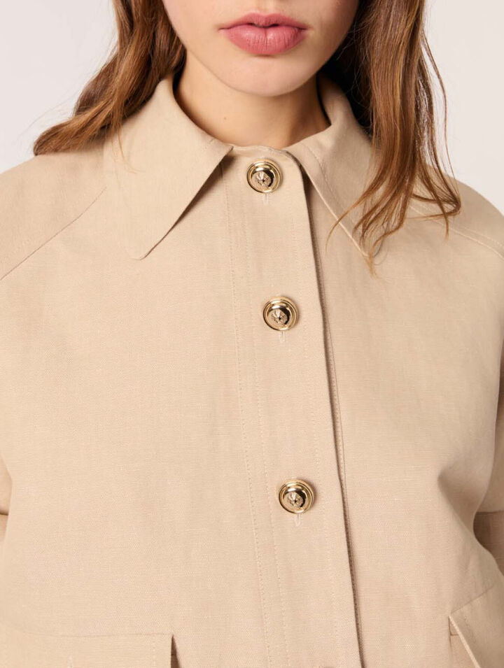 Linen and cotton bomber jacket