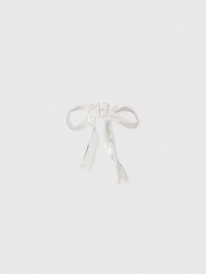 Silver bow earring