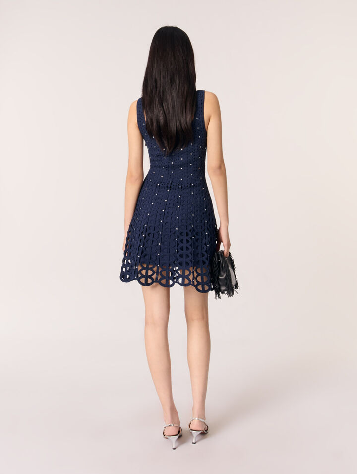 Rhinestone crochet short dress