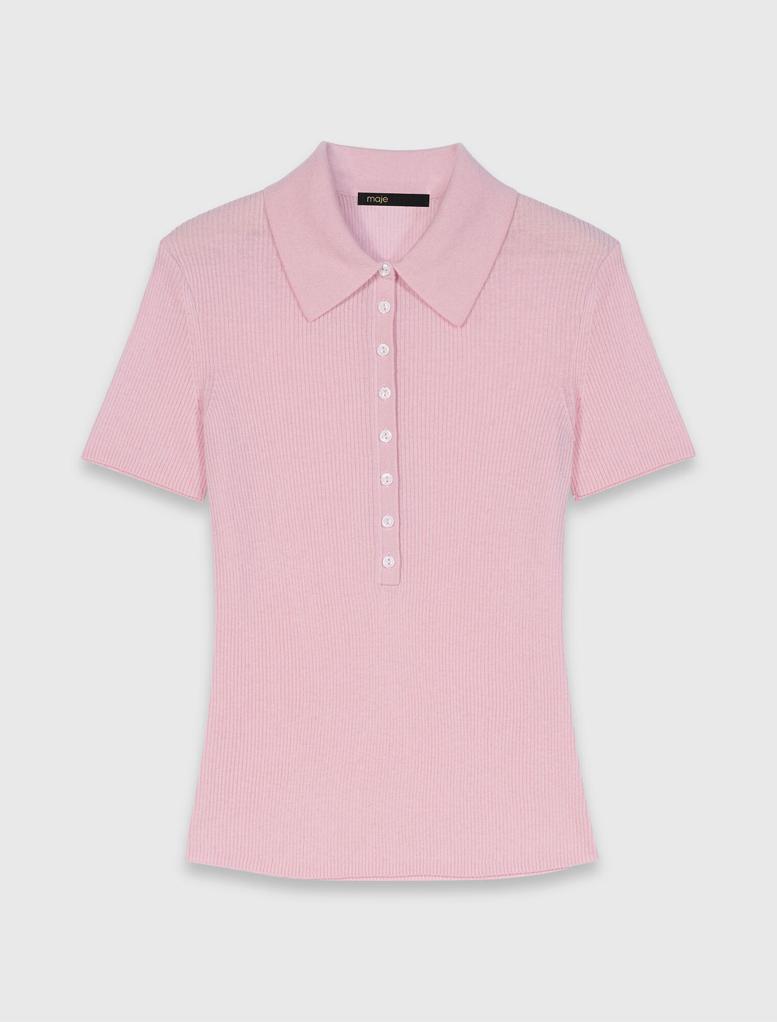 Polo collar ribbed jumper