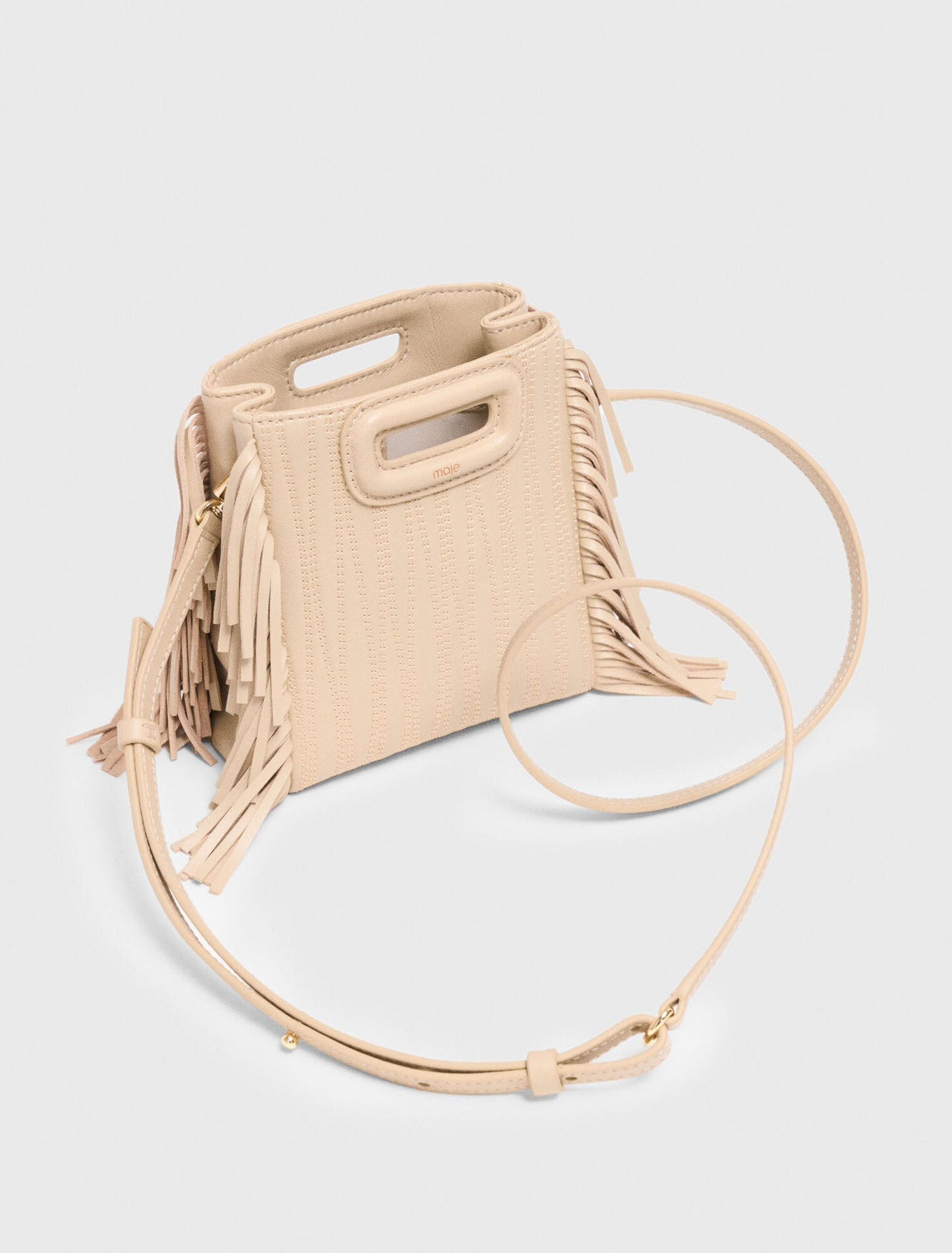 Topstitched leather mini M bag