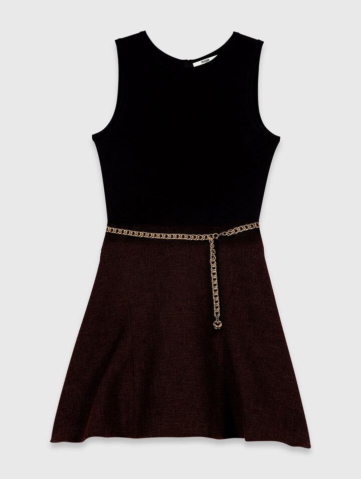 2-in-1 tweed cape dress