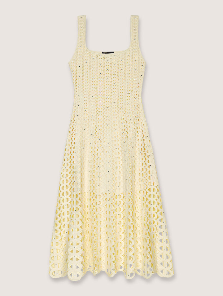 Rhinestone crochet midi dress